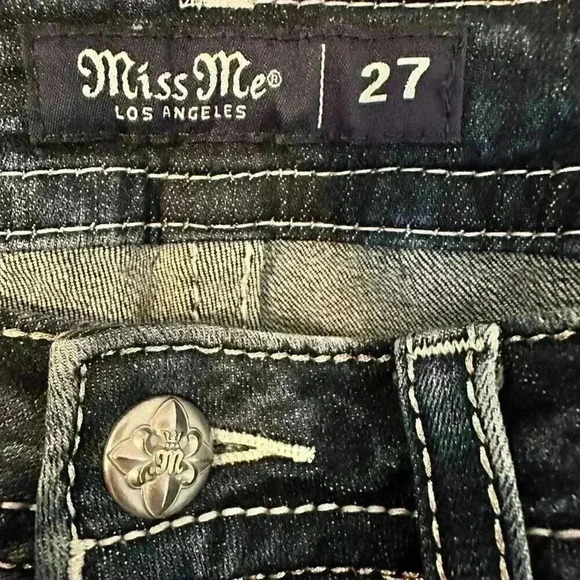 MISS ME Signature Denim Jeans Womens Size 27 Distressed Bling Blue Ankle Skinny - Picture 8 of 10